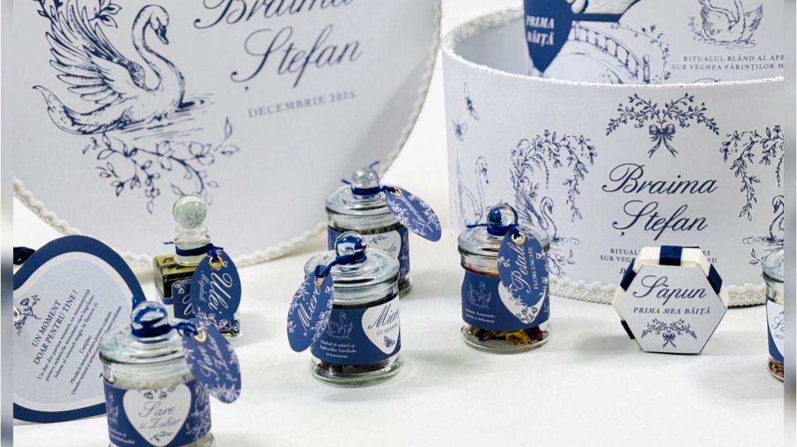 Set Prima Băiță cu nasii dupa botez Swan Lake Ritual Blând al apei pentru Băieți 25